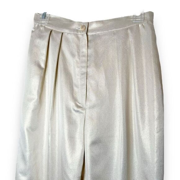Ungaro Champagne Sparkle High Waisted 80s Vintage Pants Italian Vintage Size 10 - Picture 3 of 9